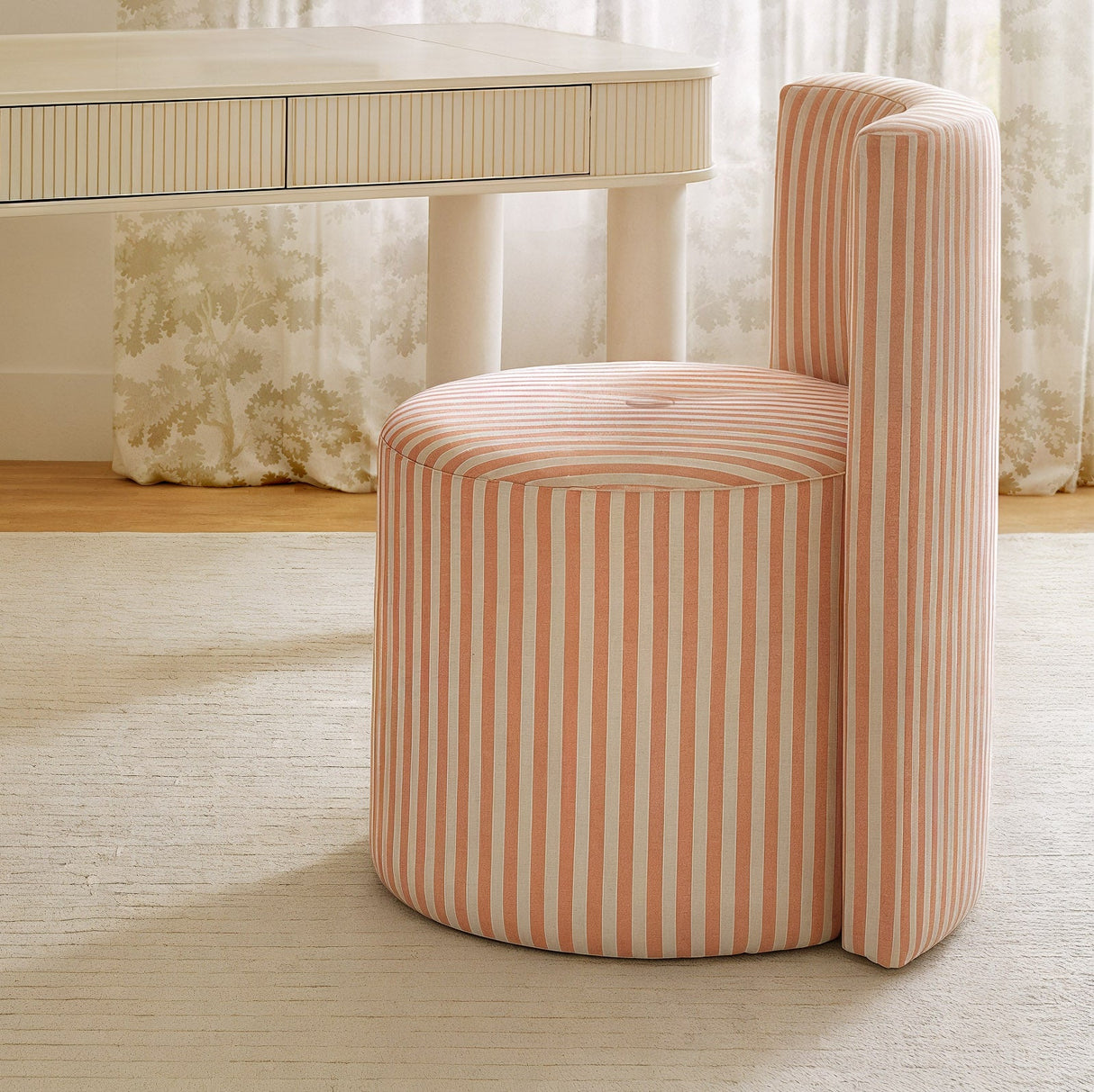 Alyssa Striped Performance Linen Rolling Desk Chair by TOV Furniture at Eve Furniture