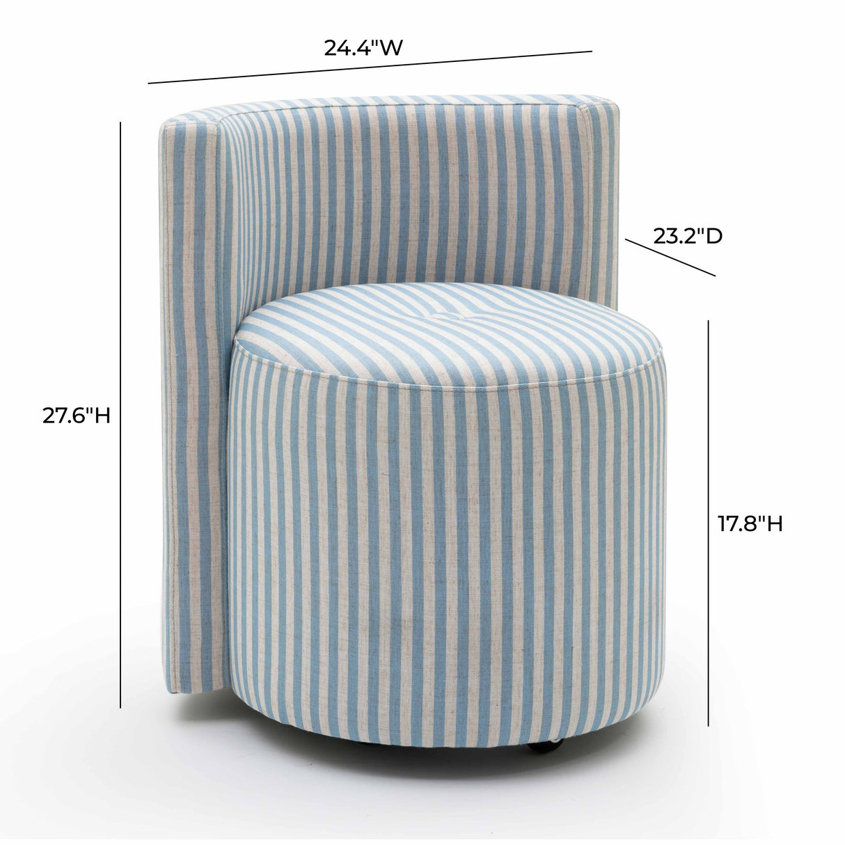 Alyssa Striped Performance Linen Rolling Desk Chair by TOV Furniture at Eve Furniture