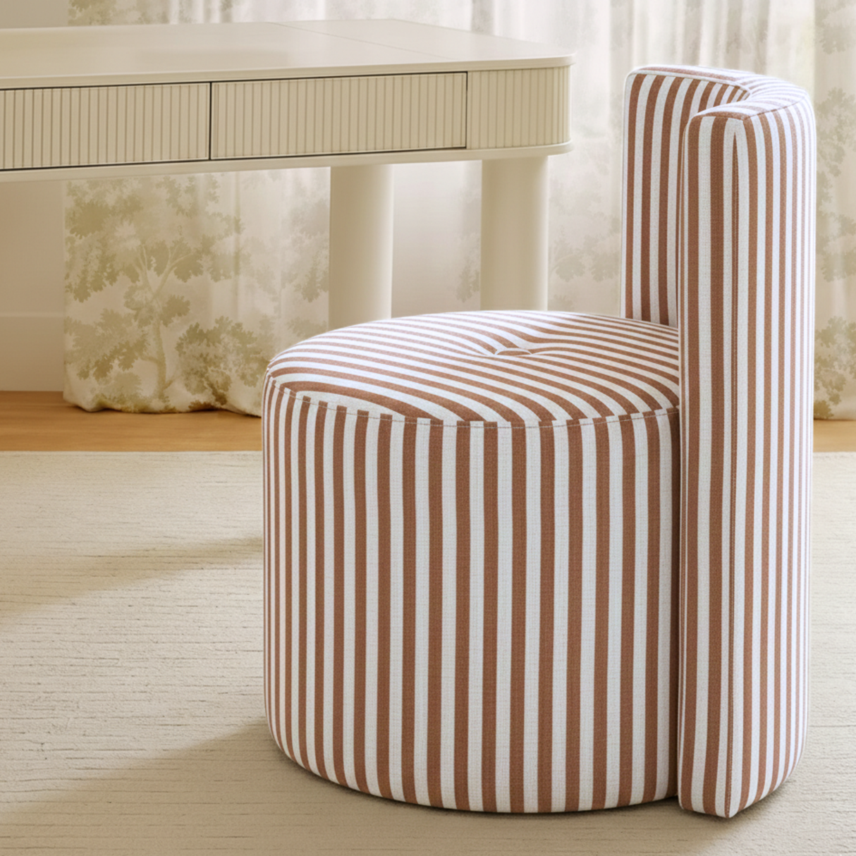 Alyssa Striped Performance Linen Rolling Desk Chair by TOV Furniture at Eve Furniture