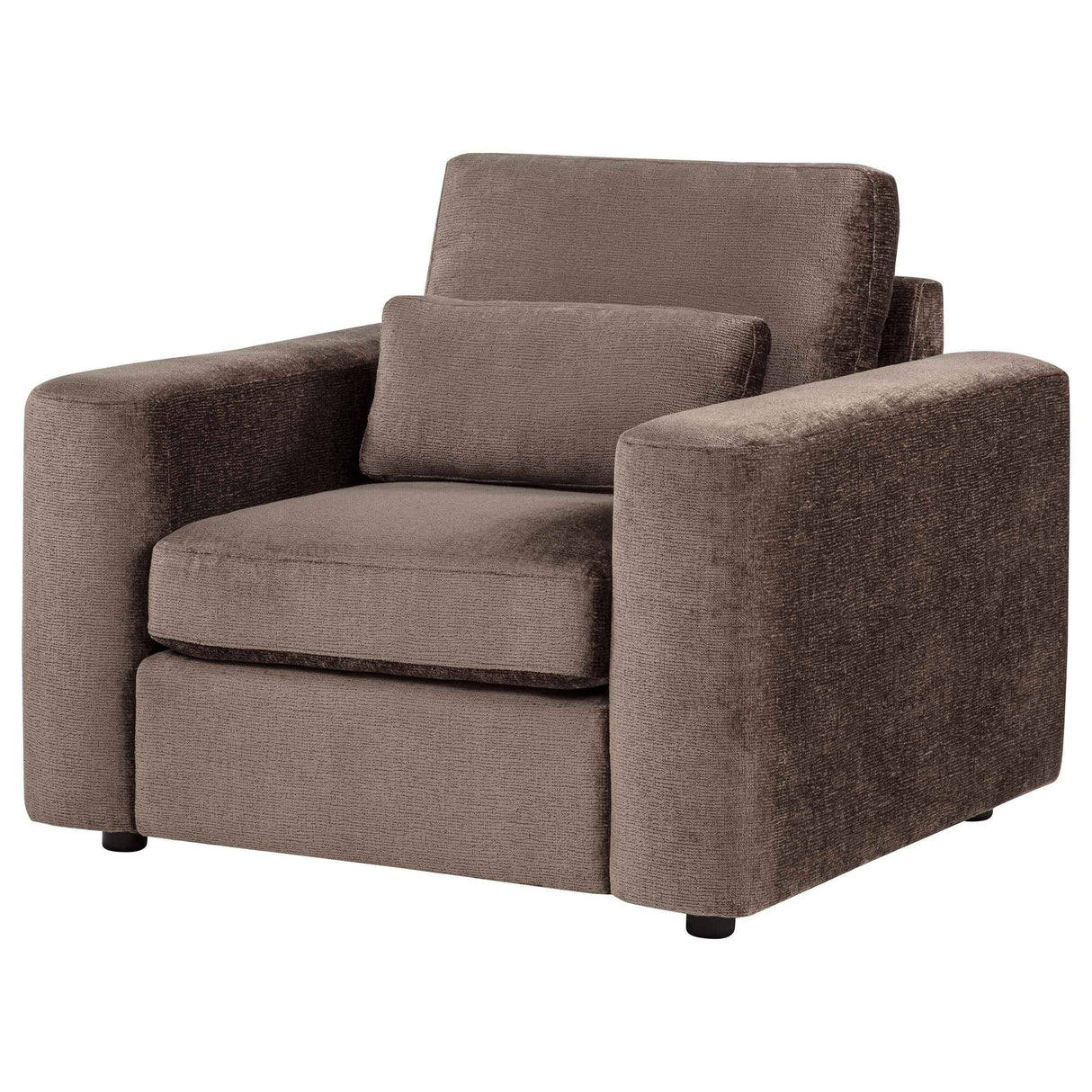 Amador Chocolate Chenille Upholstered Track Arm Accent Chair by Coaster at Eve Furniture