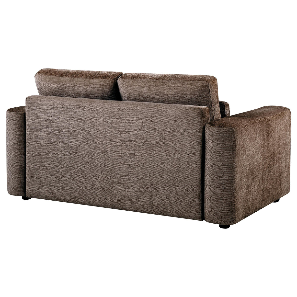 Amador Chocolate Chenille Upholstered Track Arm Loveseat by Coaster at Eve Furniture
