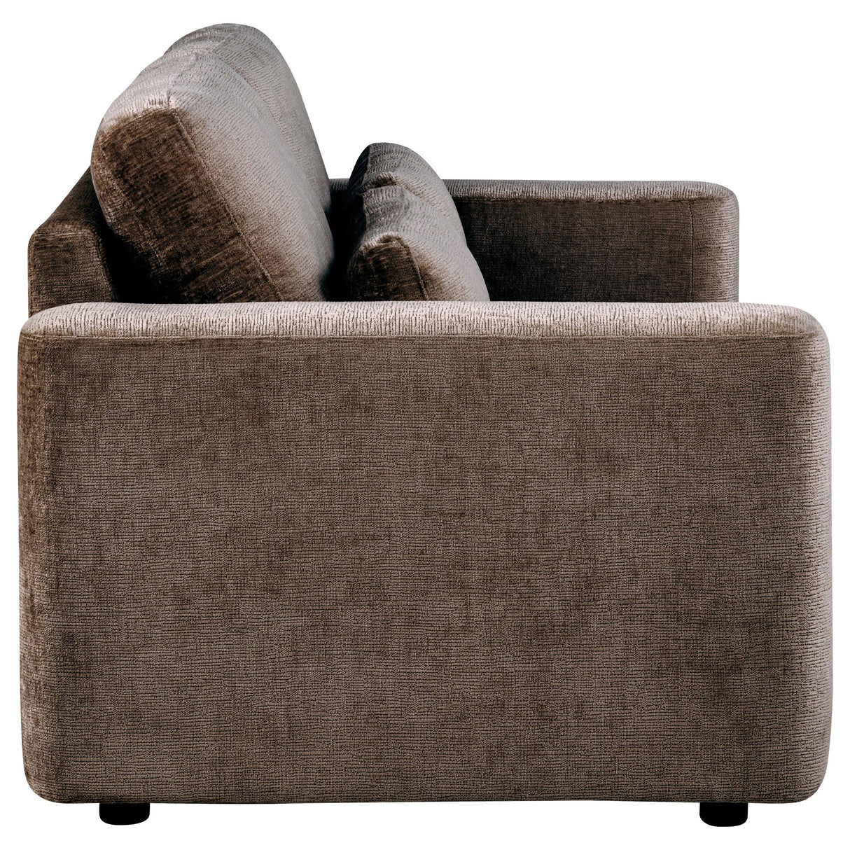 Amador Chocolate Chenille Upholstered Track Arm Loveseat by Coaster at Eve Furniture