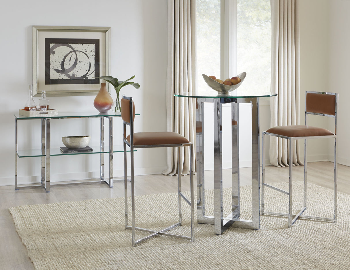 Amalfi 32 inch Round Glass Top Bar Table by Modus Furniture at Eve Furniture