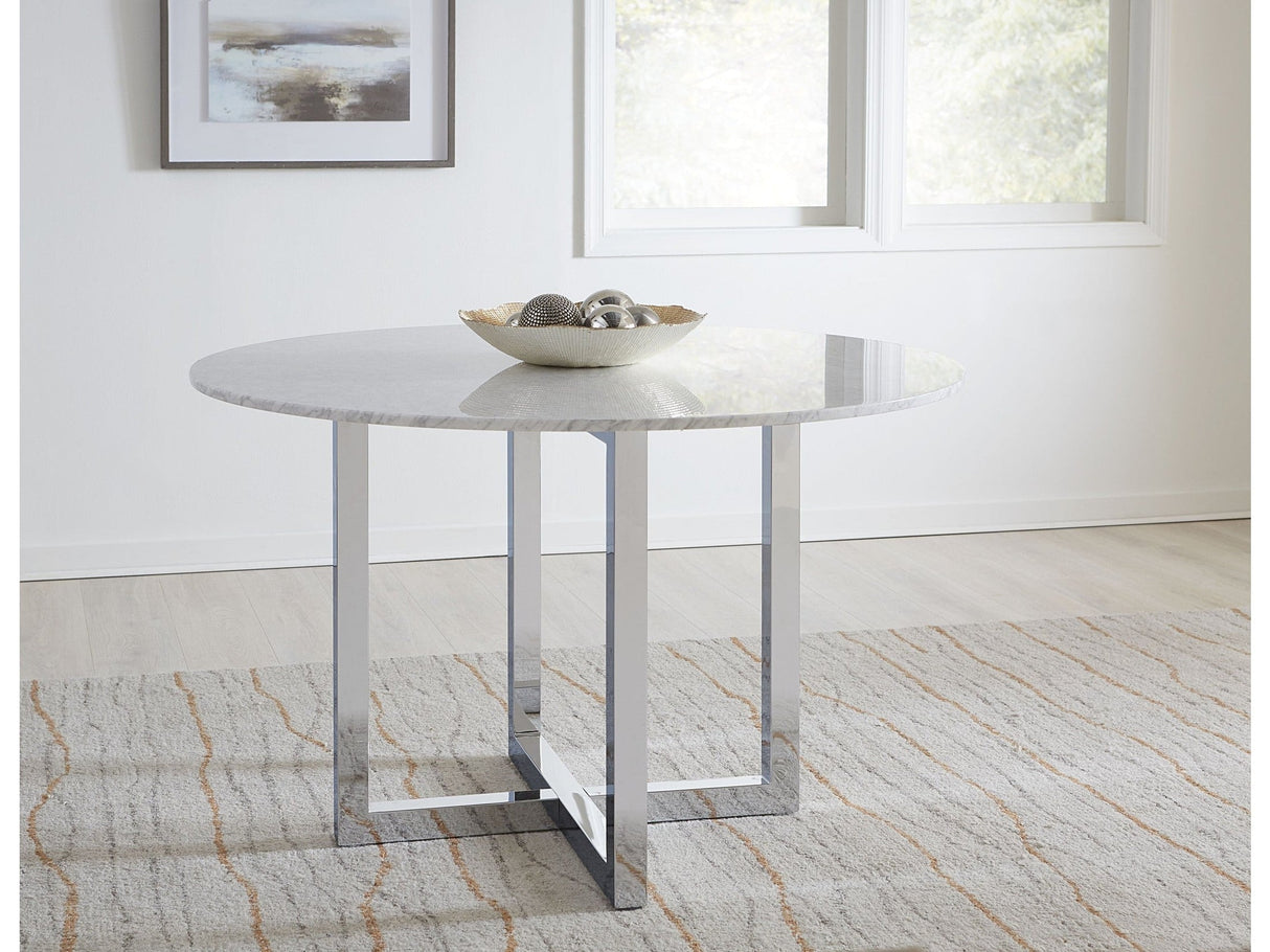 Amalfi 48 inch Round Carrara Marble Top Counter Table by Modus Furniture at Eve Furniture