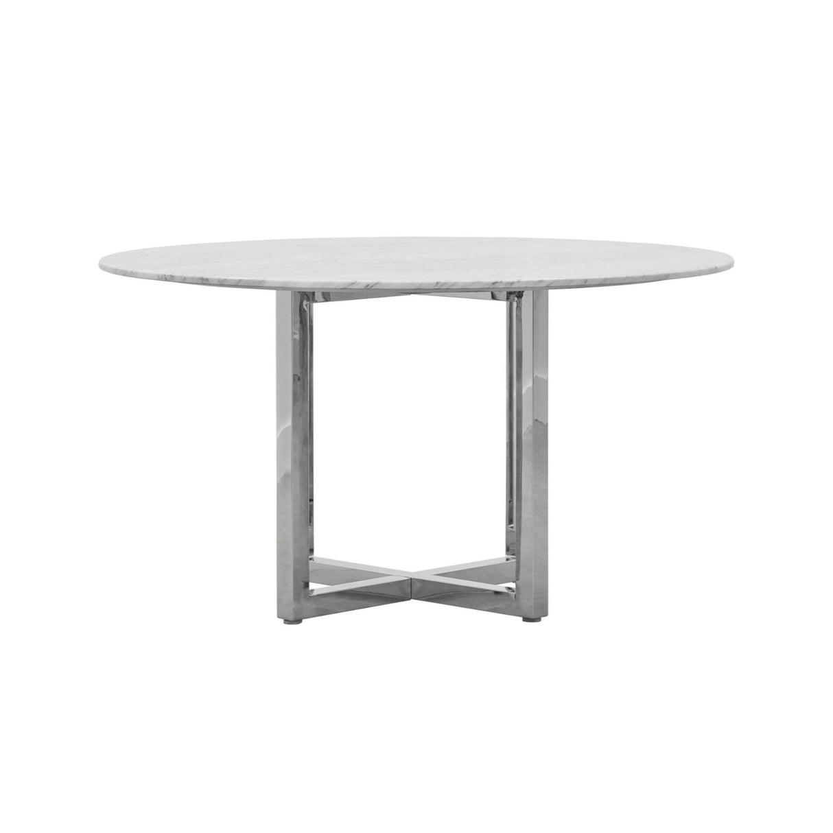 Amalfi 48 inch Round Carrara Marble Top Dining Table with Chrome Base by Modus Furniture at Eve Furniture