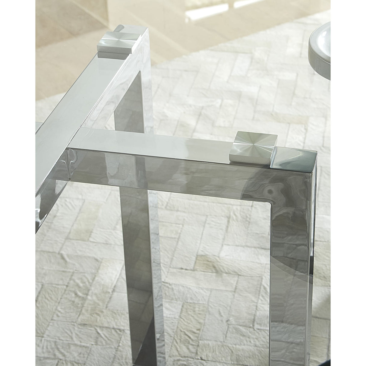 Amalfi 54-Inch Round Glass Top Counter Table by Modus Furniture at Eve Furniture