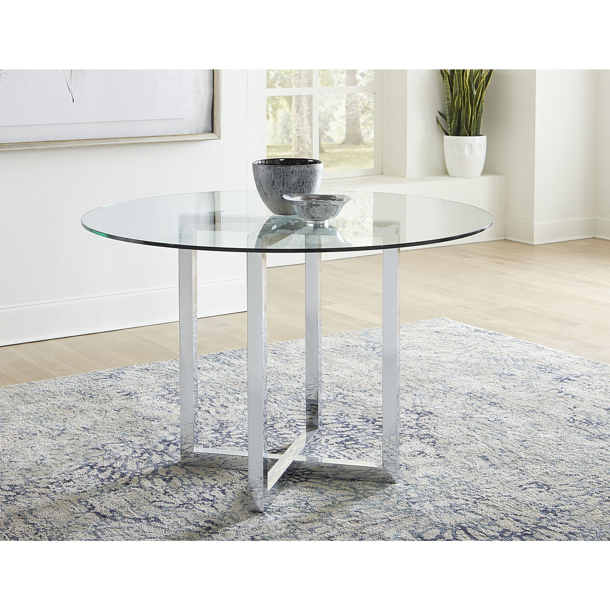 Amalfi 54-Inch Round Glass Top Counter Table by Modus Furniture at Eve Furniture