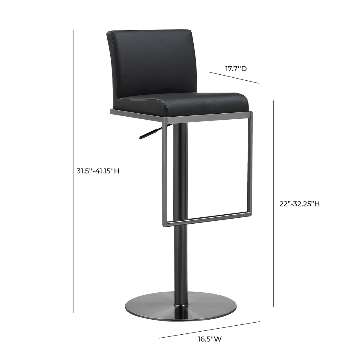 Amalfi Black Performance Vegan Leather on Black Stool by TOV Furniture at Eve Furniture