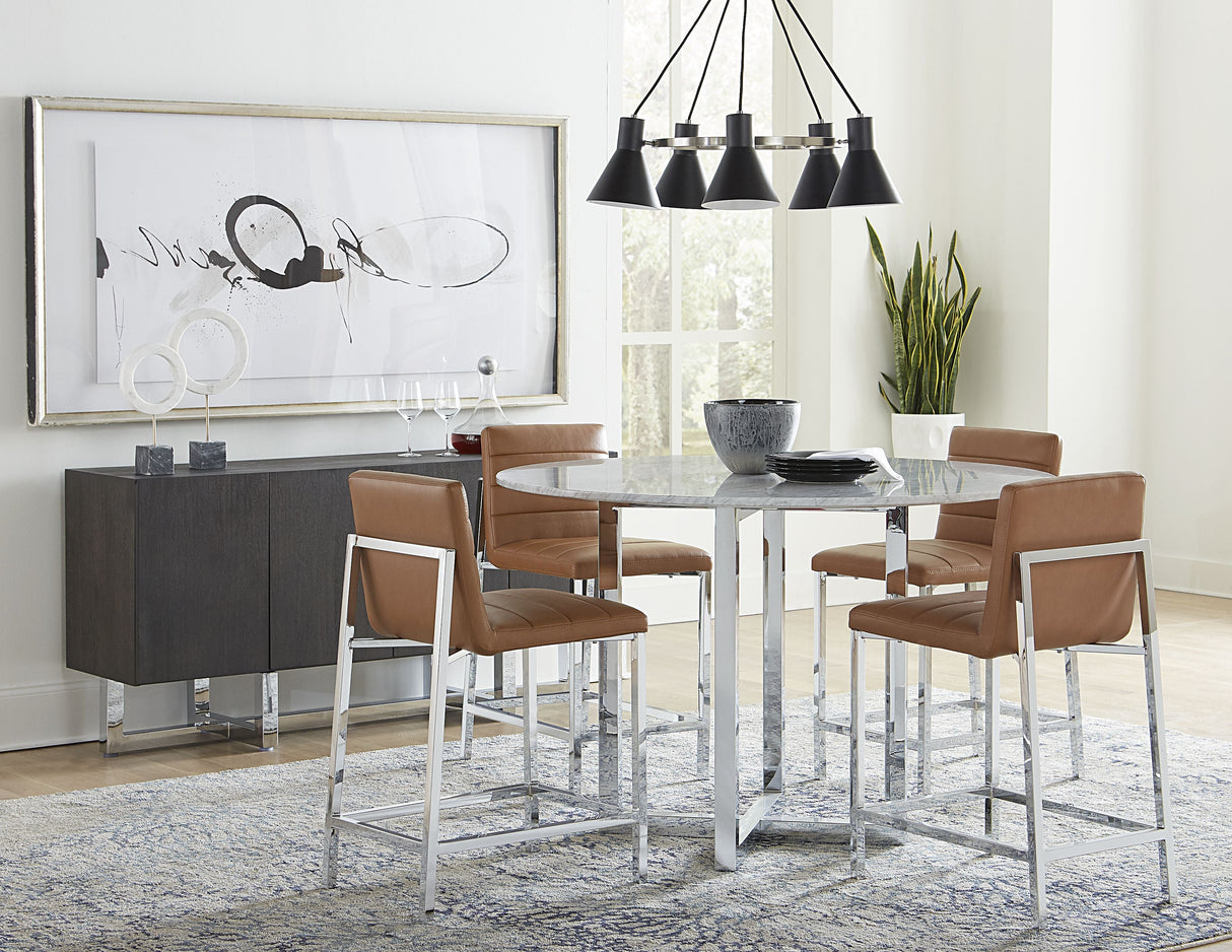 Amalfi Metal Back Bar Stool in Cognac Leather (Set of 2) by Modus Furniture at Eve Furniture