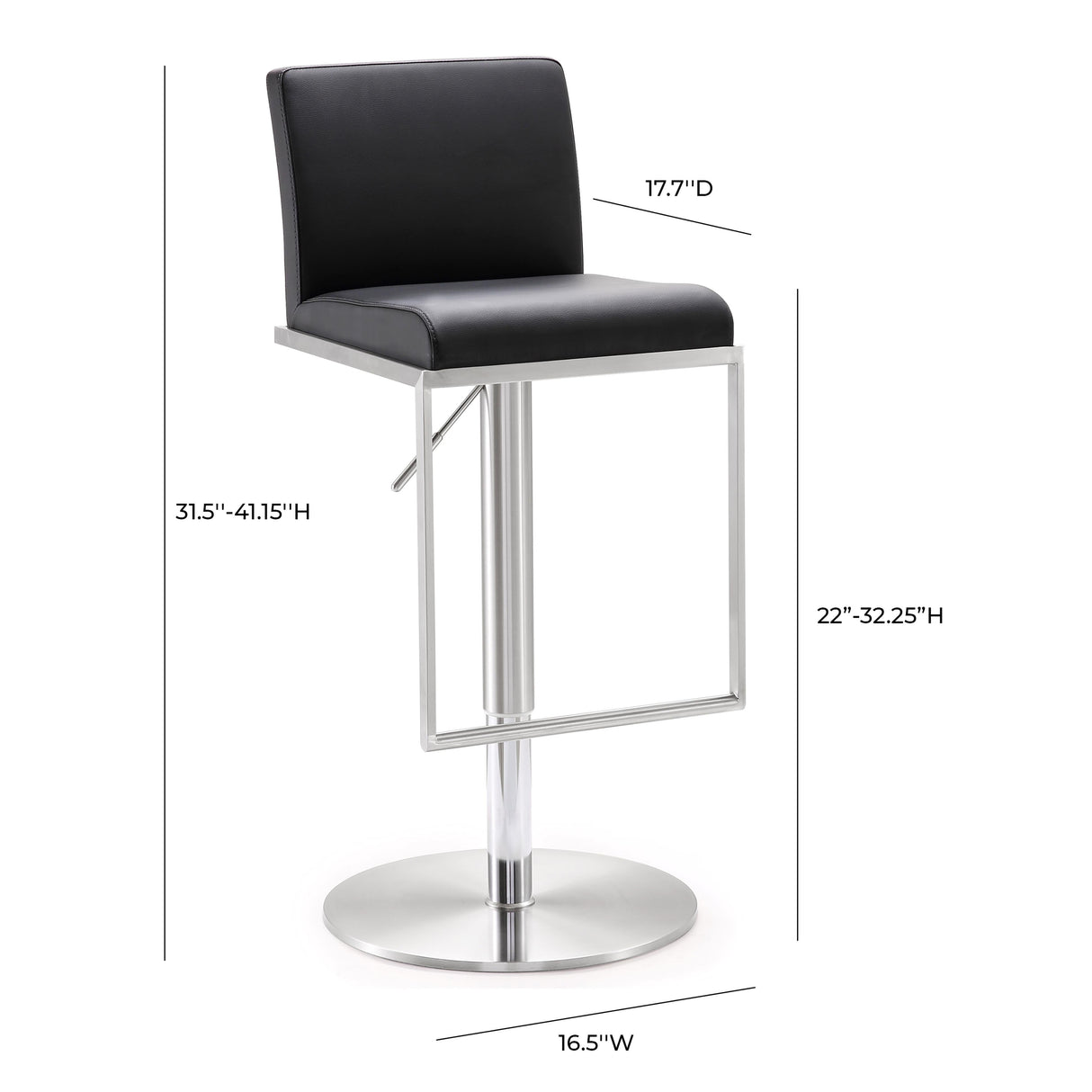 Amalfi Performance Vegan Leather Adjustable Stool by TOV Furniture at Eve Furniture