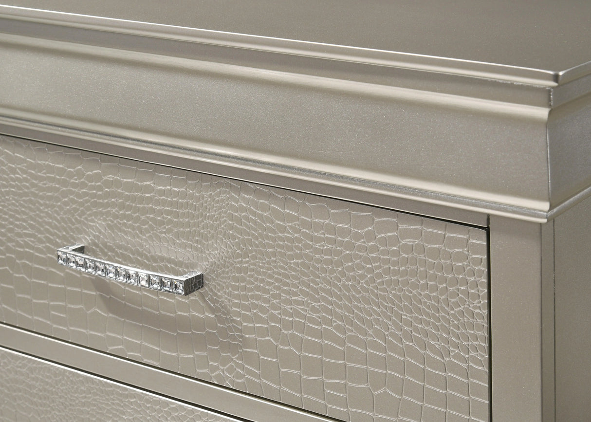 Amalia Champagne Silver Dresser by Crown Mark at Eve Furniture