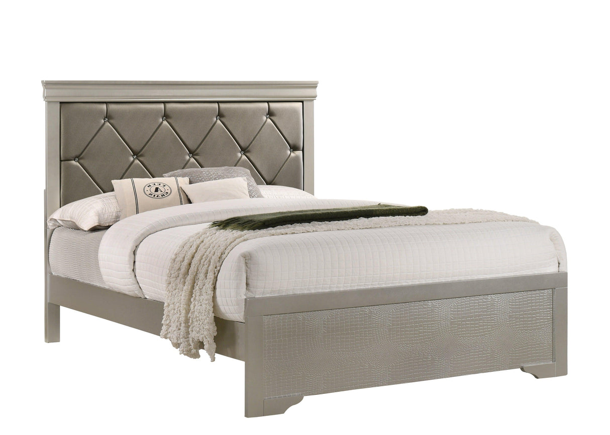 Amalia Champagne Silver Queen Panel Bed by Crown Mark at Eve Furniture