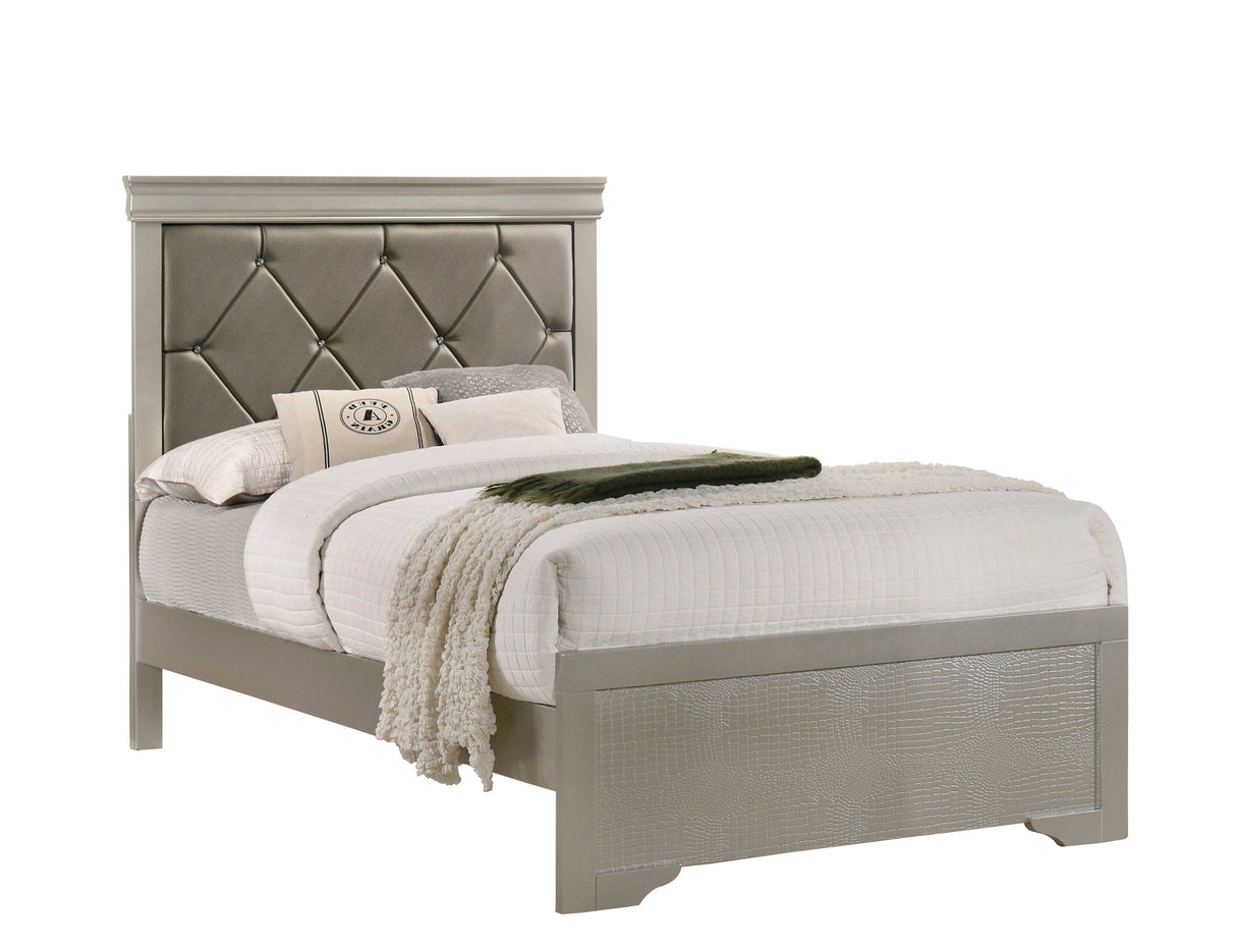 Amalia Champagne Silver Twin Panel Bed by Crown Mark at Eve Furniture