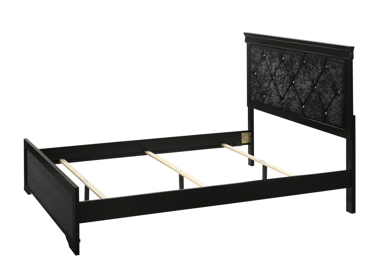 Amalia Black Upholstered Panel Bedroom Set by Crown Mark at Eve Furniture