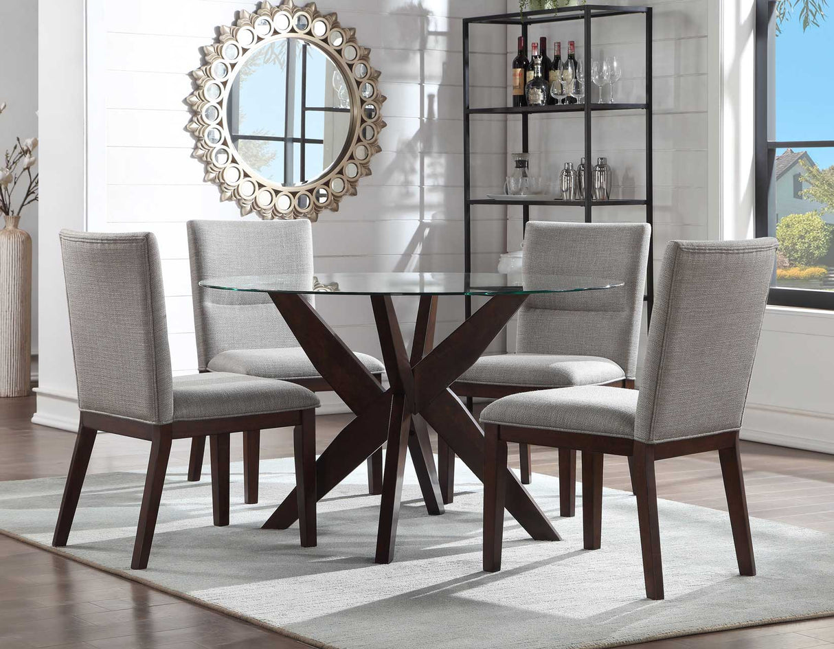 Amalie Walnut/Gray Round Dining Room Set by Steve Silver at Eve Furniture