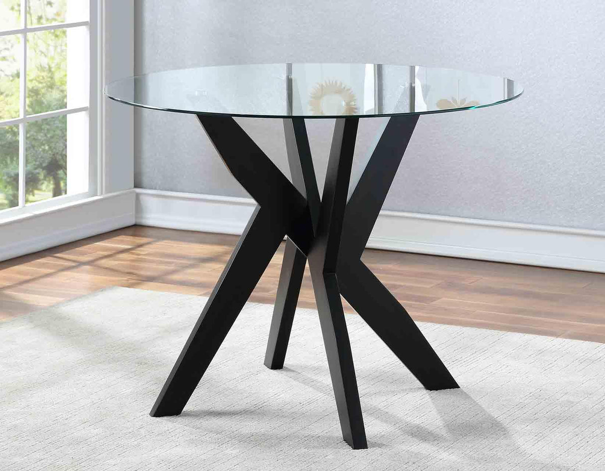 Amalie 48 inch Round Glass Top Table, Black by Steve Silver at Eve Furniture