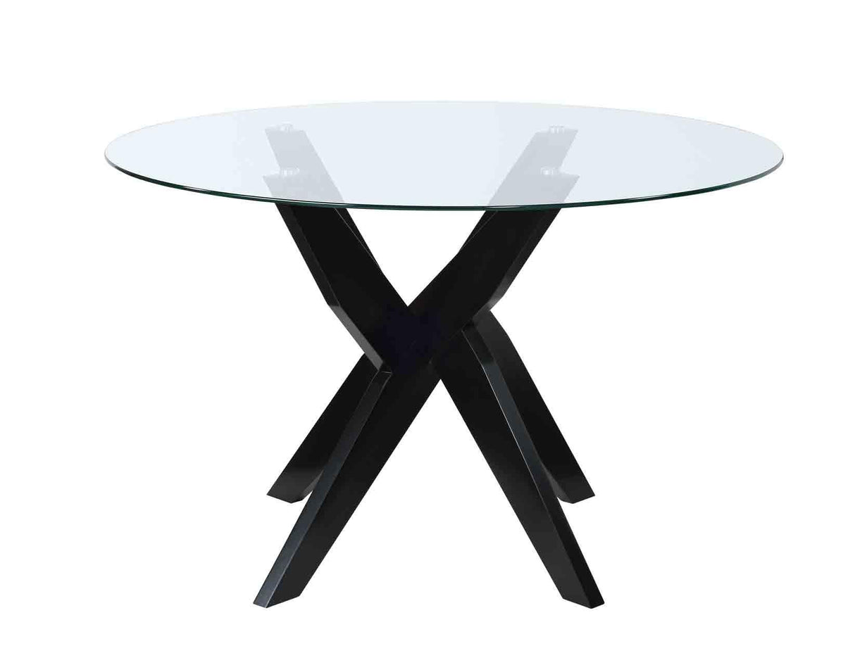Amalie 48 inch Round Glass Top Table, Black by Steve Silver at Eve Furniture