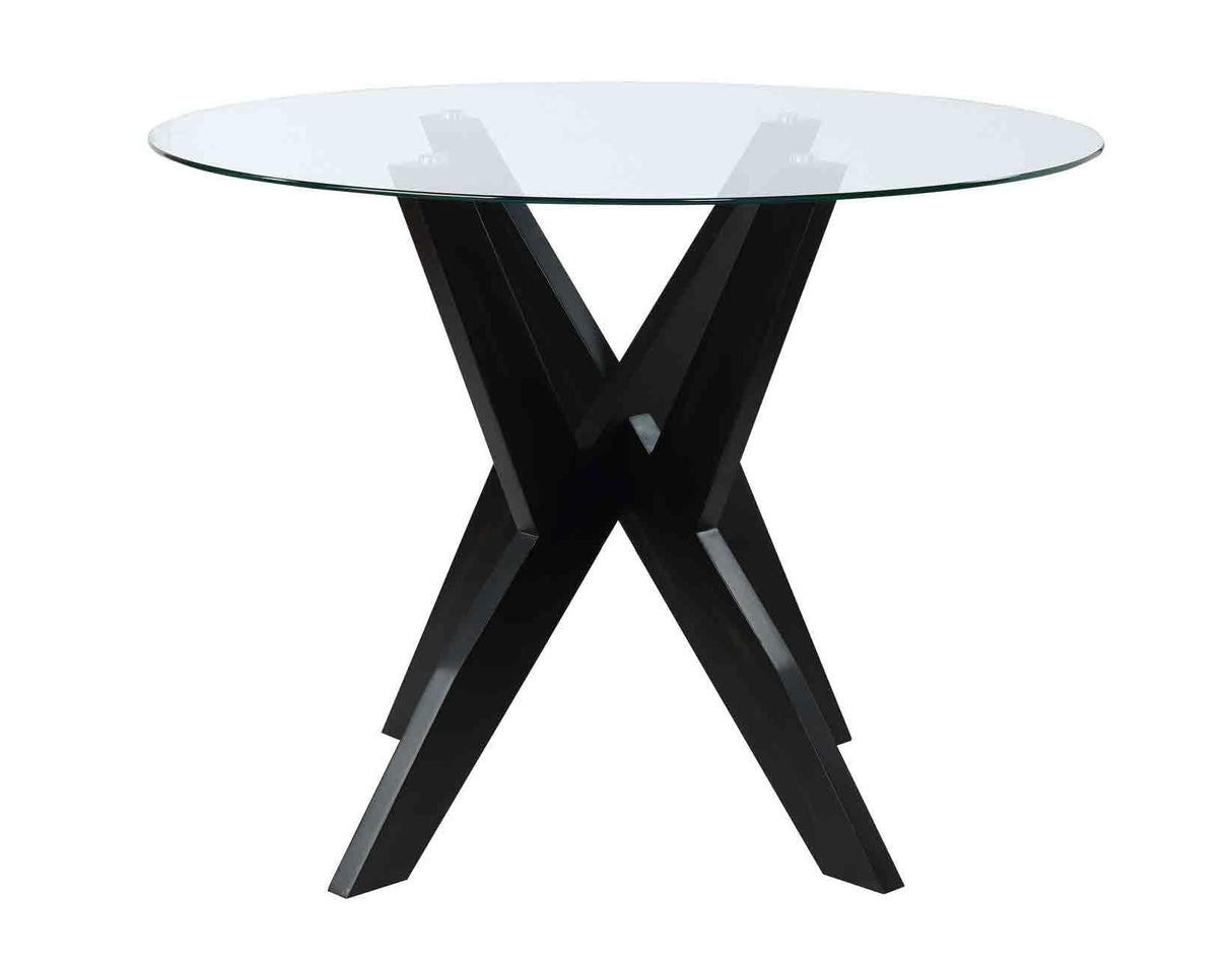 Amalie 48 inch Round Glass Top Table, Black by Steve Silver at Eve Furniture
