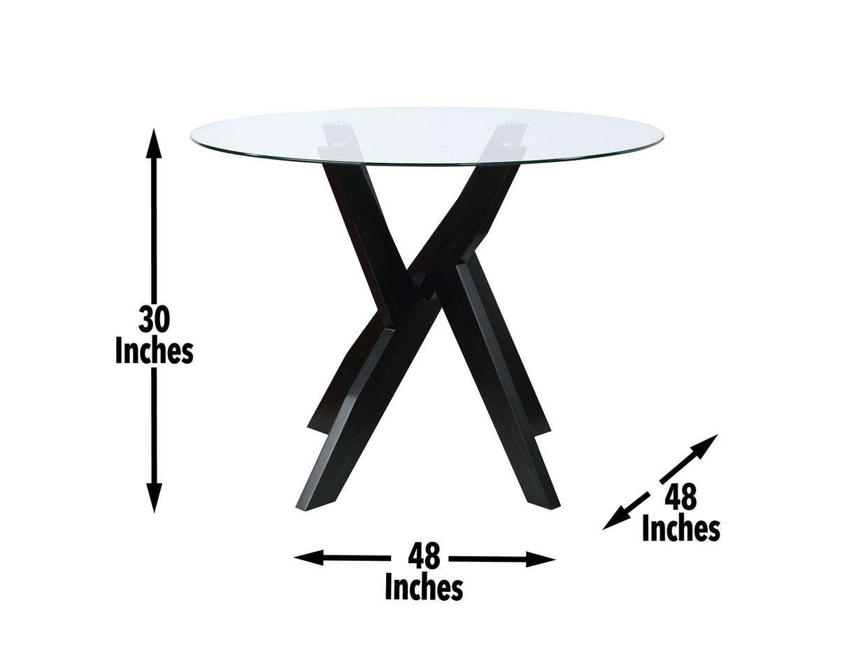 Amalie 48 inch Round Glass Top Table, Black by Steve Silver at Eve Furniture