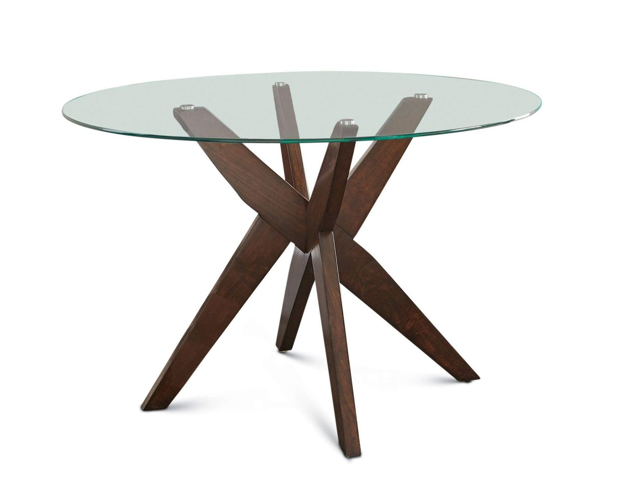 Amalie 48 inch Round Glass Top Table, Walnut color by Steve Silver at Eve Furniture