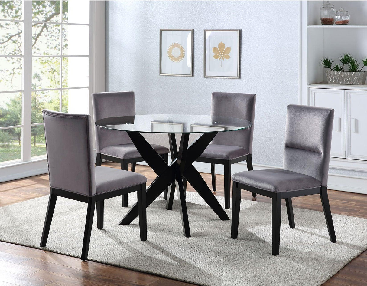 Amalie Side Chair, Grey Velvet, Set of 2 by Steve Silver at Eve Furniture