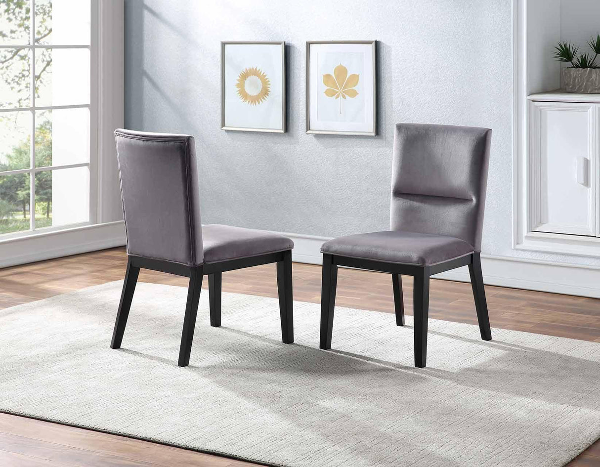 Amalie Side Chair, Grey Velvet, Set of 2 by Steve Silver at Eve Furniture