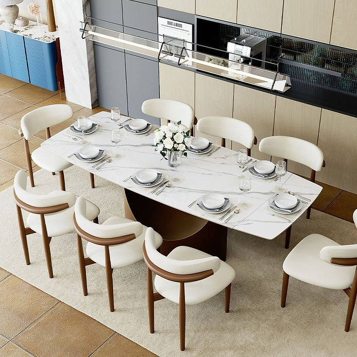 Aman 71"-95" Glossy White Dining Room Set by New Era Innovations at Eve Furniture