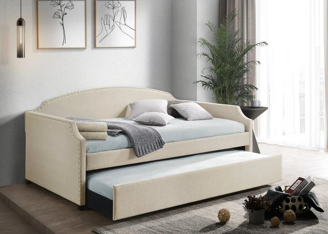 Amanda Beige Daybed with Trundle by Happy Homes at Eve Furniture