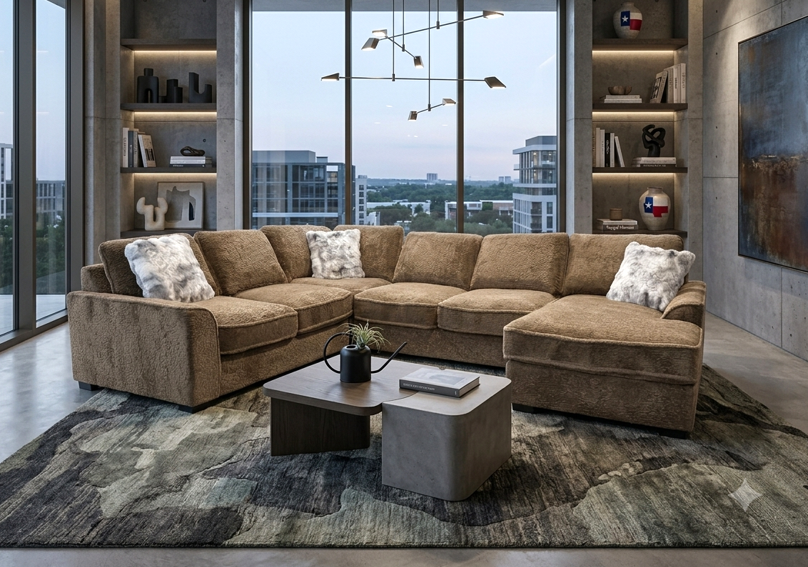 Amara Brown Sectional with RAF Chaise by Happy Homes at Eve Furniture