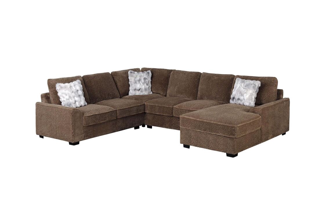 Amara Brown Sectional with RAF Chaise by Happy Homes at Eve Furniture