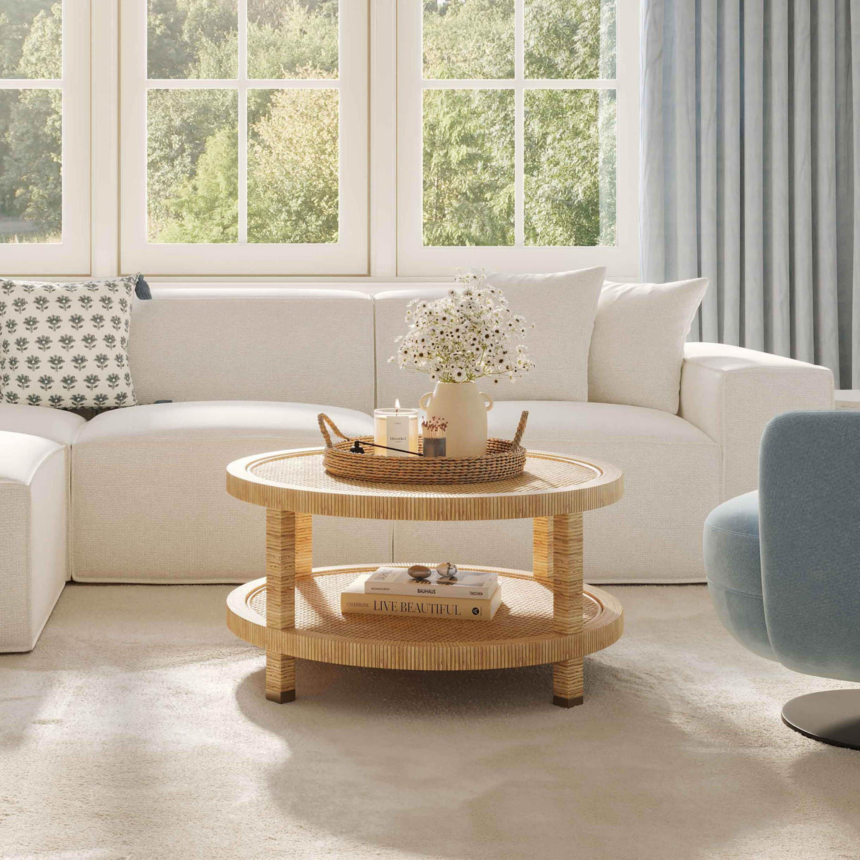 Amara Natural Rattan Coffee Table by TOV Furniture at Eve Furniture