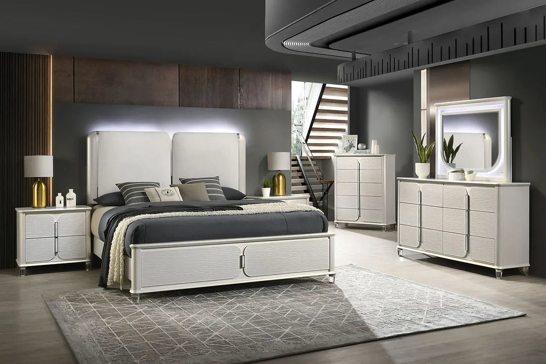 Amara White Panel Bedroom Set by New Era Innovations at Eve Furniture