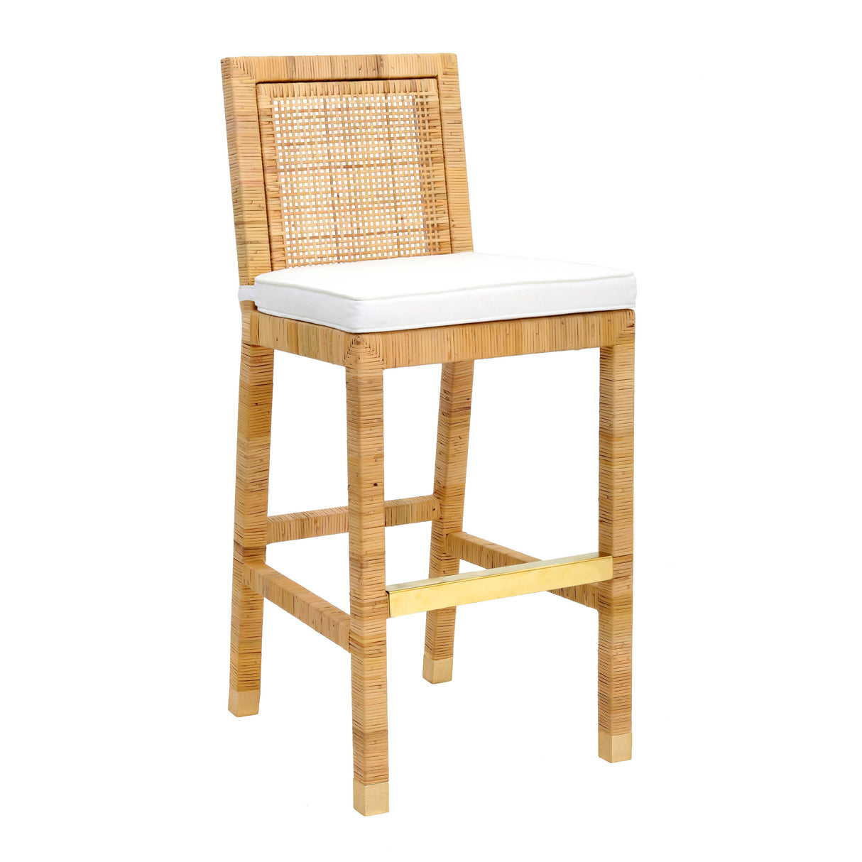 Amara Woven Rattan Performance Fabric Stool by TOV Furniture at Eve Furniture