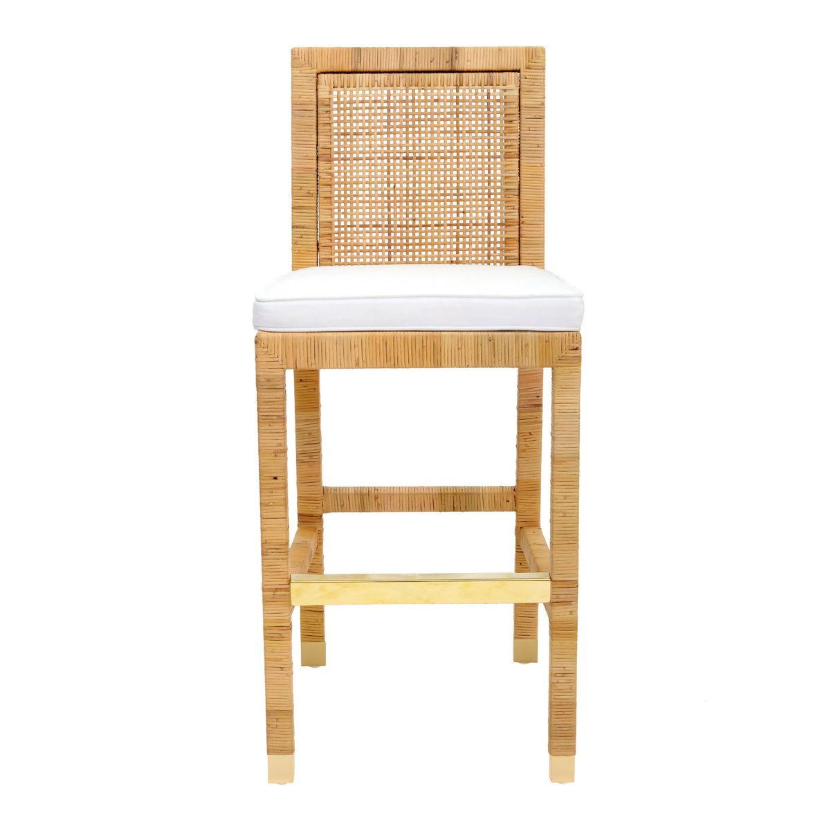 Amara Woven Rattan Performance Fabric Stool by TOV Furniture at Eve Furniture
