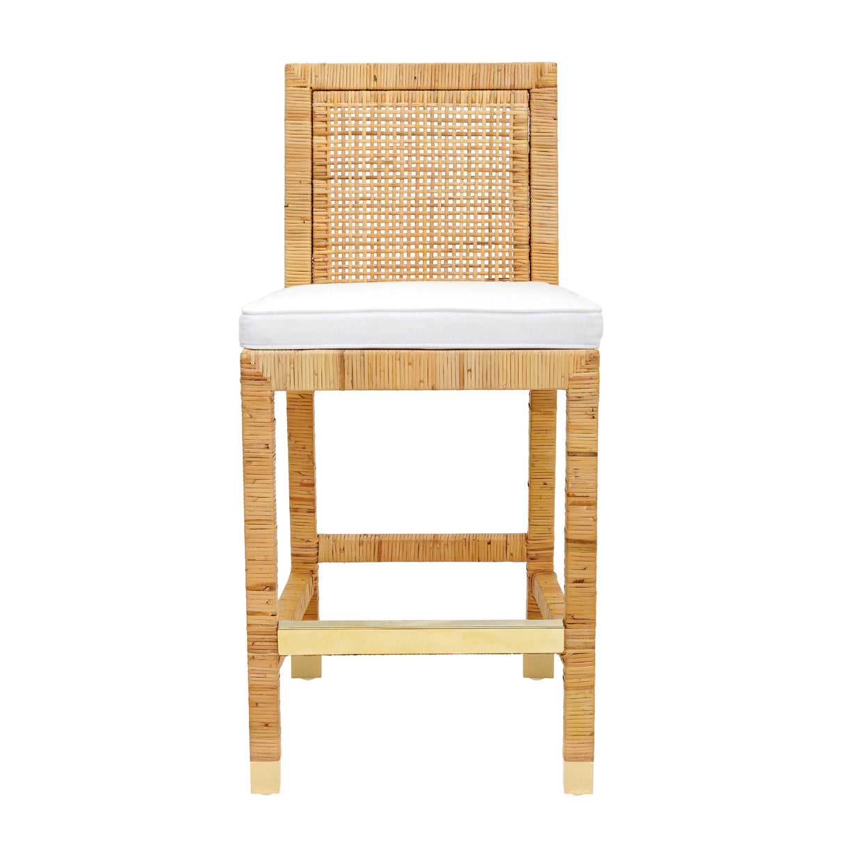 Amara Woven Rattan Performance Fabric Stool by TOV Furniture at Eve Furniture