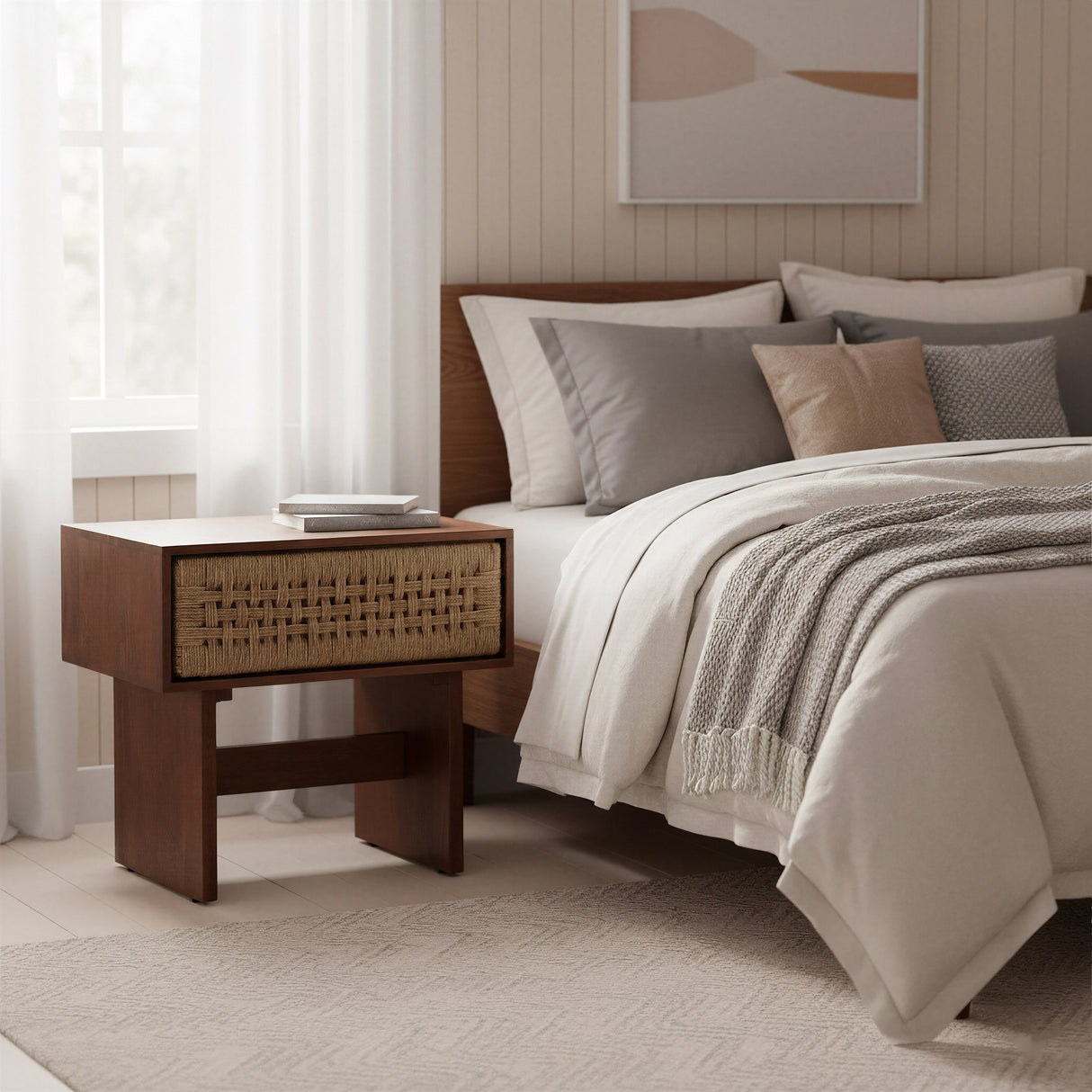 Amaria Natural & Walnut Nightstand by Zuomod at Eve Furniture