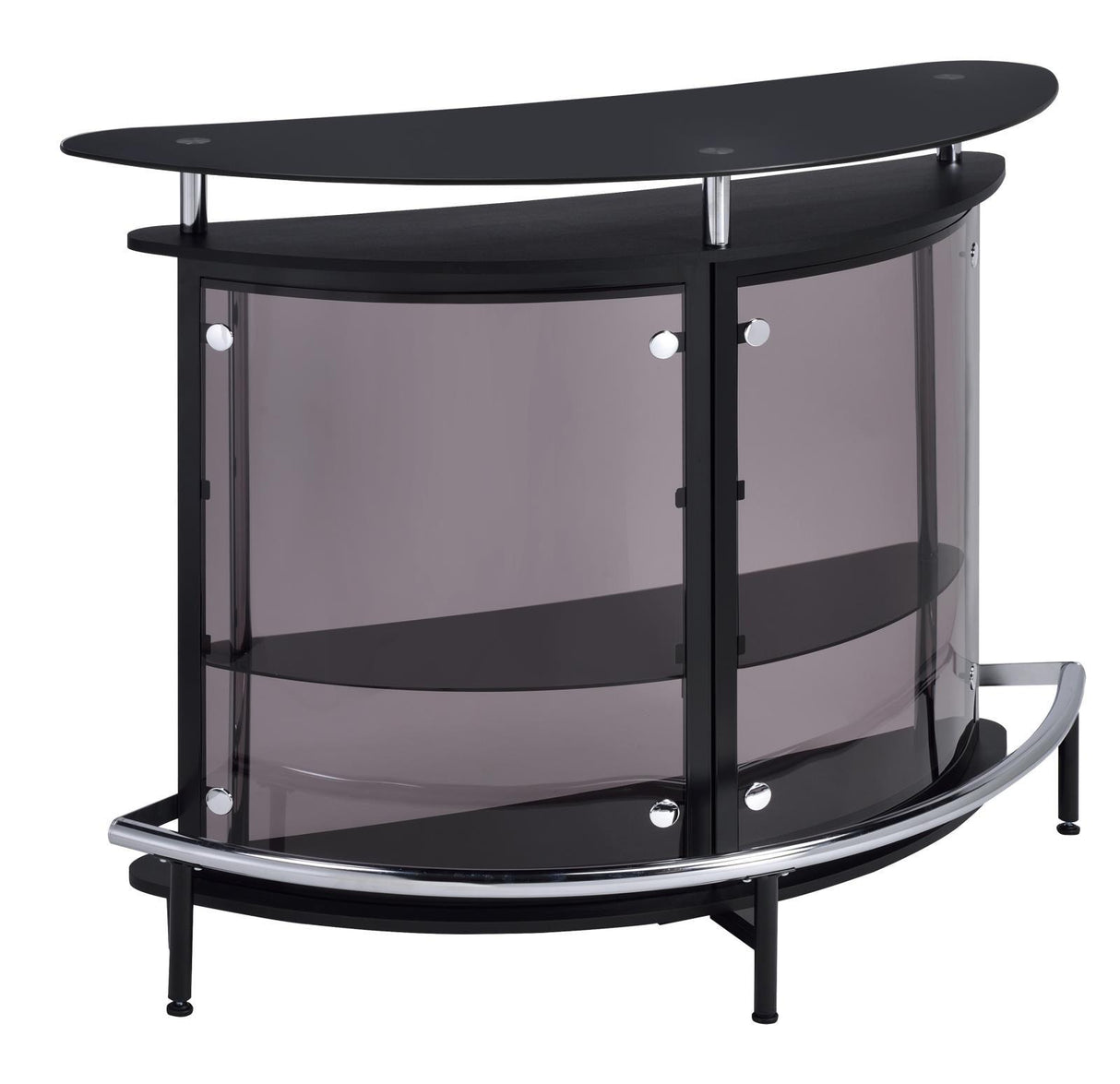 Amarillo Black/Chrome 2-Tier Bar Unit by Coaster at Eve Furniture