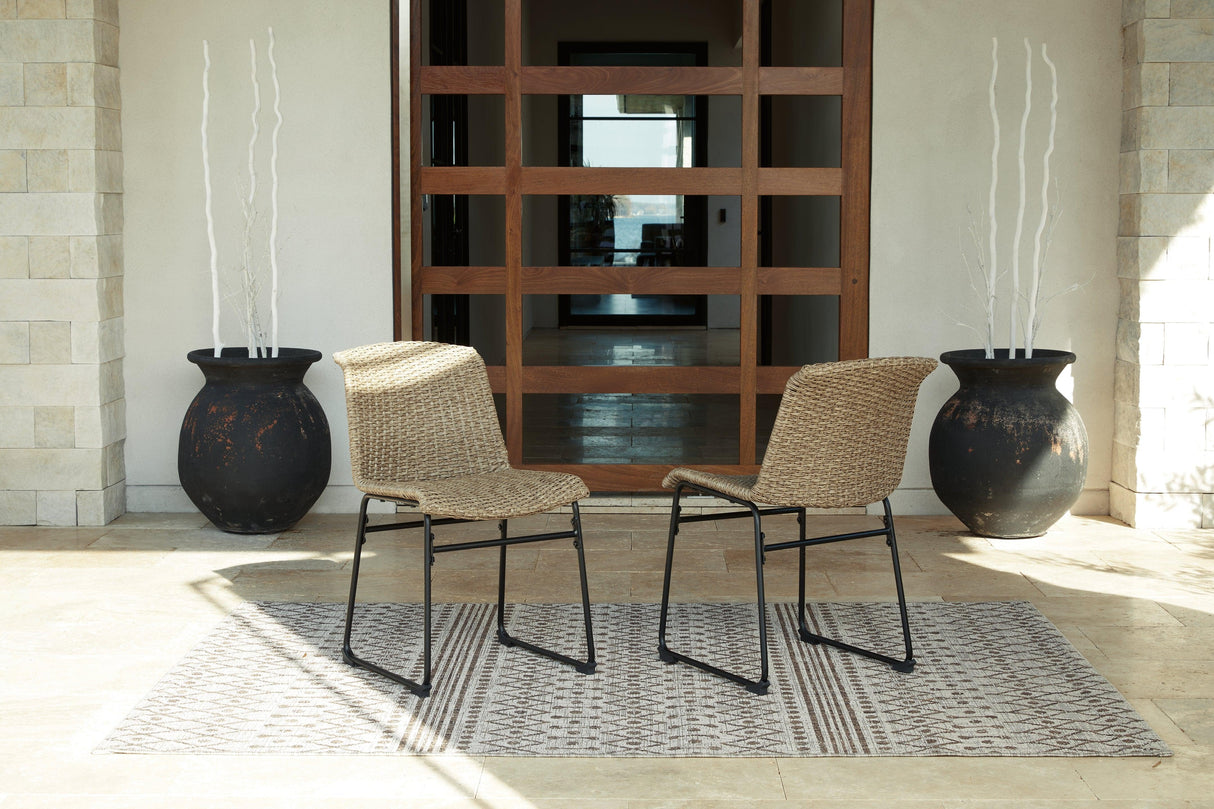 Amaris Brown/Black Outdoor Dining Chair by Ashley at Eve Furniture