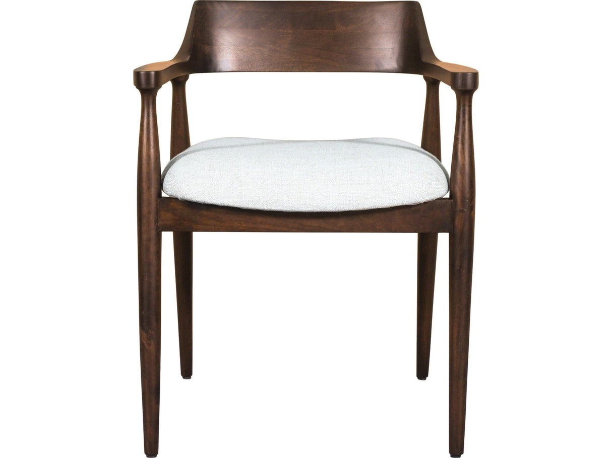 Amaroo Honey Date Solid Mango Linen Upholstered Dining Arm Chair by Modus Furniture at Eve Furniture