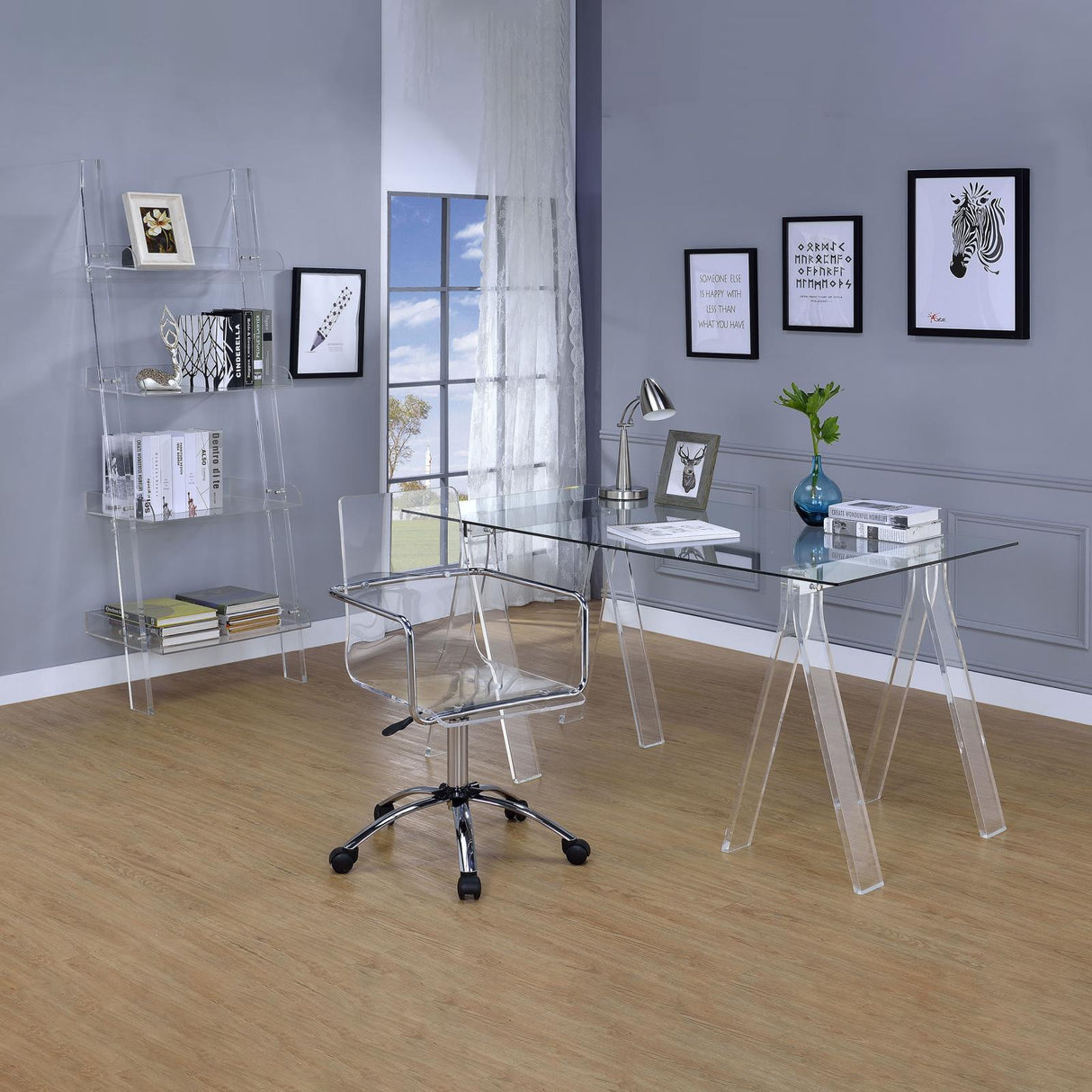 Amaturo Clear/Chrome Office Chair with Casters by Coaster at Eve Furniture