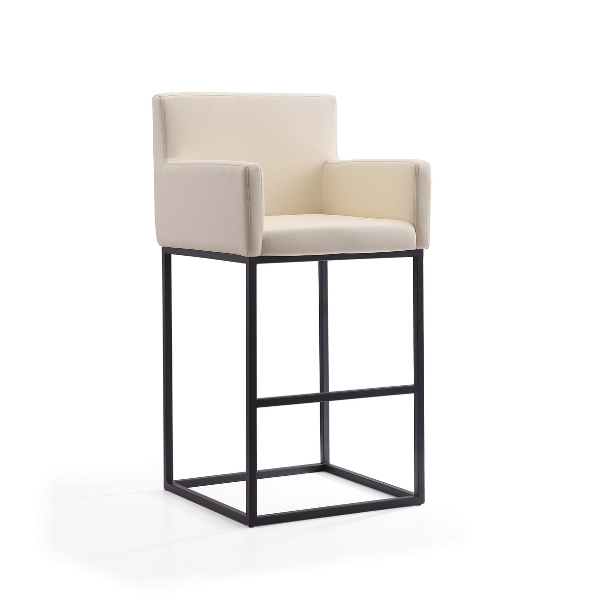 Ambassador Barstool in Cream and Black (set of 2) by Manhattan Comfort at Eve Furniture