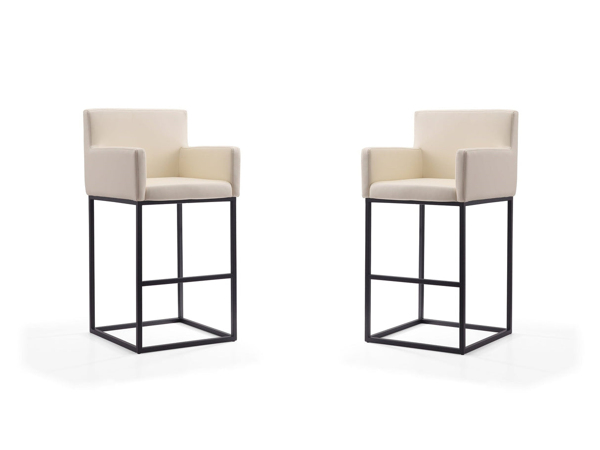 Ambassador Barstool in Cream and Black (set of 2) by Manhattan Comfort at Eve Furniture