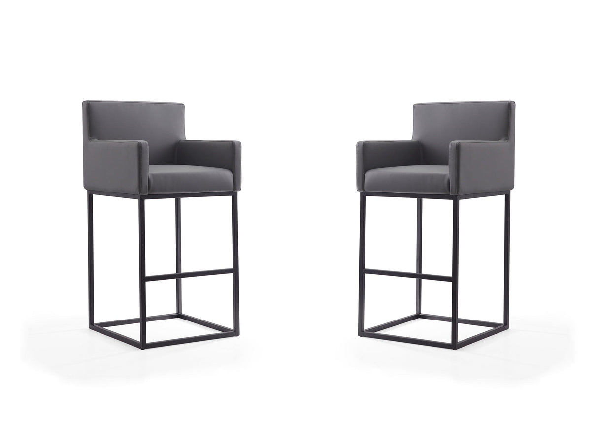 Ambassador Barstool in Grey and Black (set of 2) by Manhattan Comfort at Eve Furniture