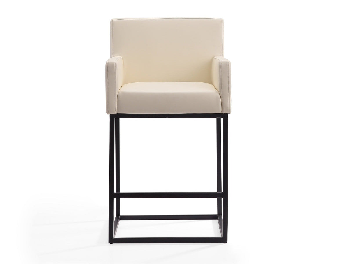 Ambassador Counter Stool in Cream and Black by Manhattan Comfort at Eve Furniture