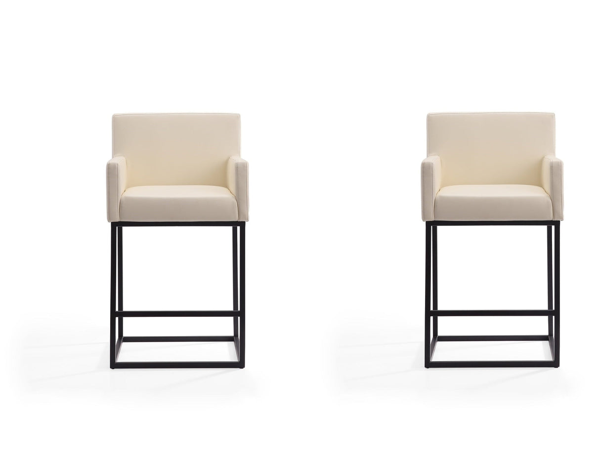 Ambassador Counter Stool in Cream and Black (set of 2) by Manhattan Comfort at Eve Furniture