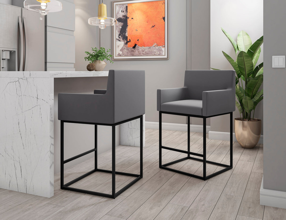 Ambassador Counter Stool in Grey and Black (set of 2) by Manhattan Comfort at Eve Furniture