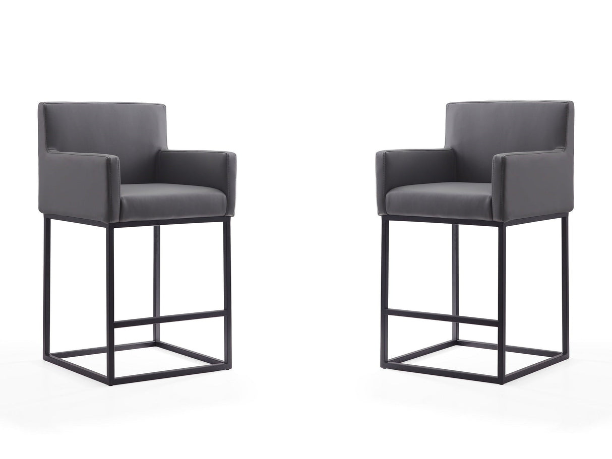 Ambassador Counter Stool in Grey and Black (set of 2) by Manhattan Comfort at Eve Furniture