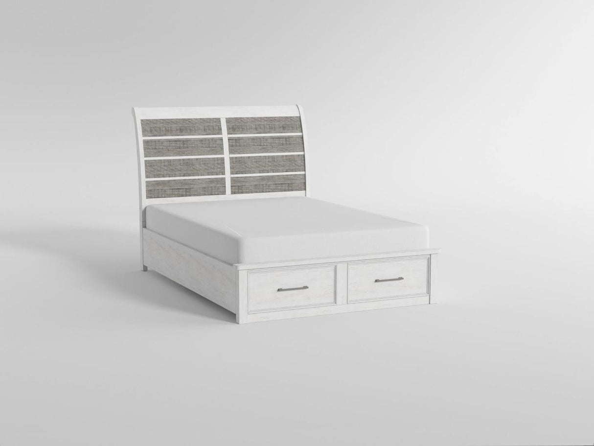 Ambrose Antique White & Gray California King Platform Bed with Footboard Storage by Homelegance at Eve Furniture