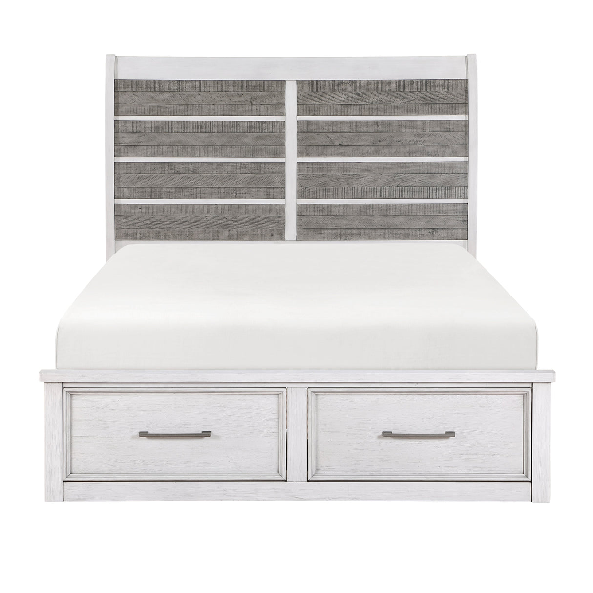 Ambrose Antique White & Gray California King Platform Bed with Footboard Storage by Homelegance at Eve Furniture