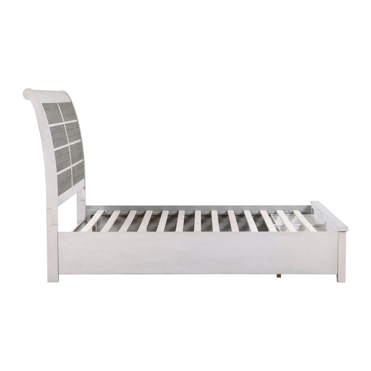 Ambrose Antique White/Gray Queen Platform Bed with Footboard Storage by Homelegance at Eve Furniture